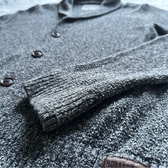 Classic Baggy Heather Gray Cotton Shawl Cardigan - Picture 9 of 11